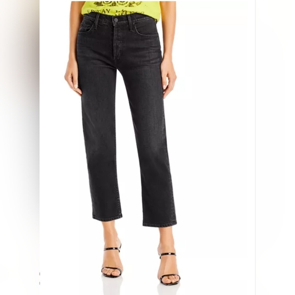 MOTHER Black Straight Leg Jeans - Picture 2 of 12